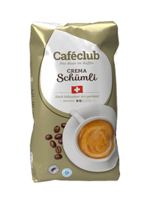 1kg Caféclub Supercreme Kaffeebohnen Schweizer Schümli